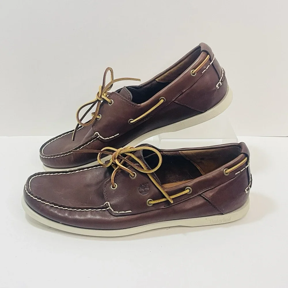 TIMBERLAND Earth Keepers Brown Heritage 2 Eye Boat Shoes Mens Size 14 W